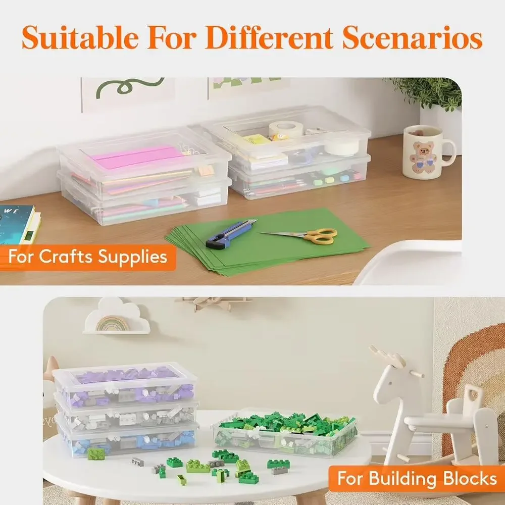 Lifewit 2-Pack Clear A4 Storage Boxes w/ Latching Lids – Fits 8.5”x11” Paper
